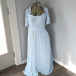 & OTHER STORIES LOS ANGELES ATELIR BLUE/WHITE  FLORAL SMOCKED SUNDRESS WOMANS 6
